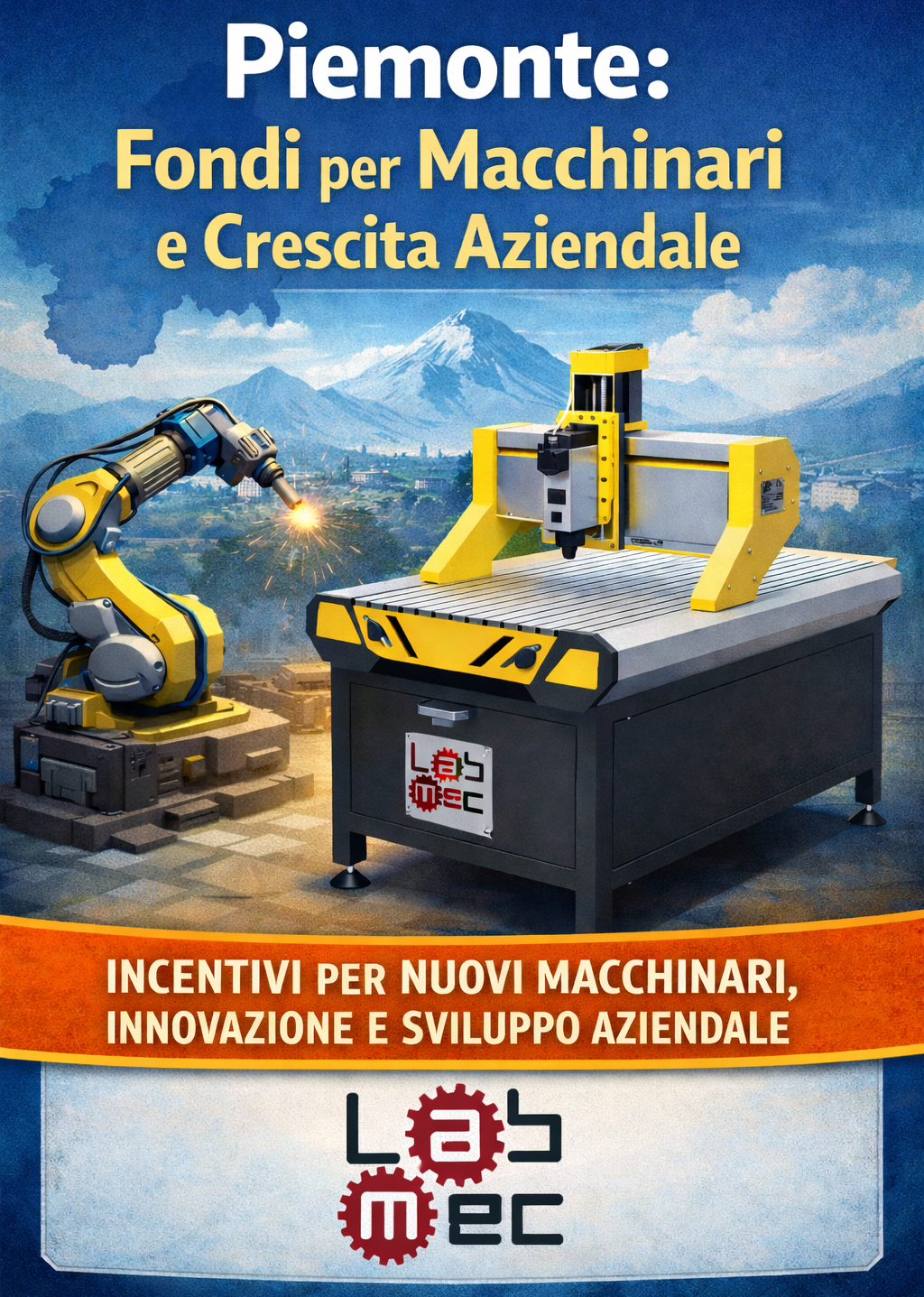 Pantografo CNC LabMec e braccio robotico industriale per bando macchinari Piemonte e incentivi aziendali